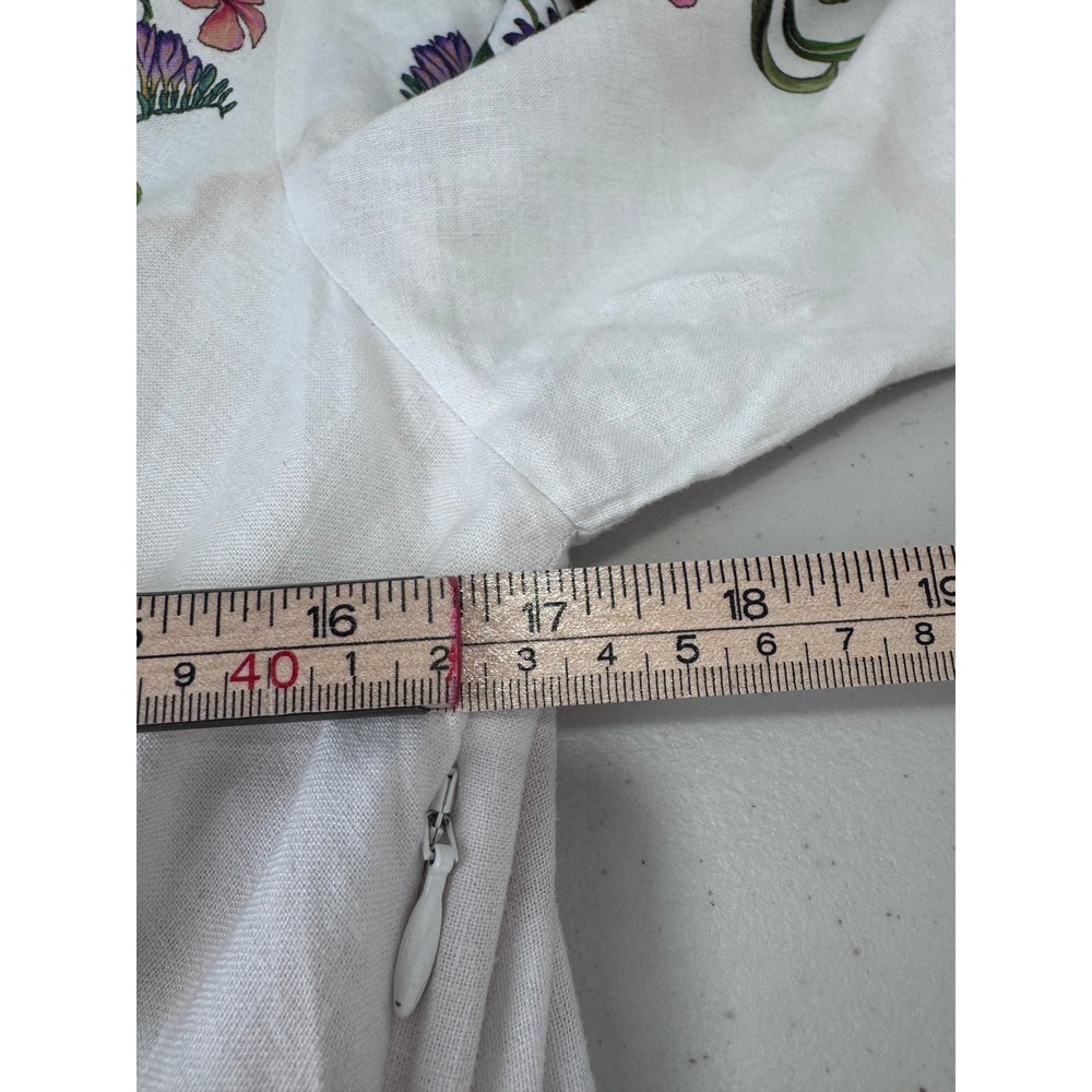 Farm Rio for Anthropologie Floral Linen Blend Tiered Maxi Dress White Medium - Picture 9 of 10